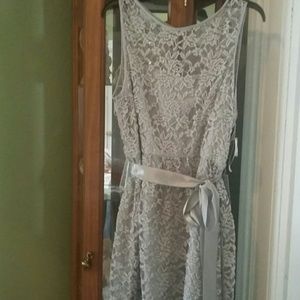 NWT Simply Liliana Silver Lace Formal Dress